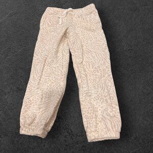 Carter's Girls Tan Cream Leopard Fleece Sweatpants Tie Waist Size 6/6x